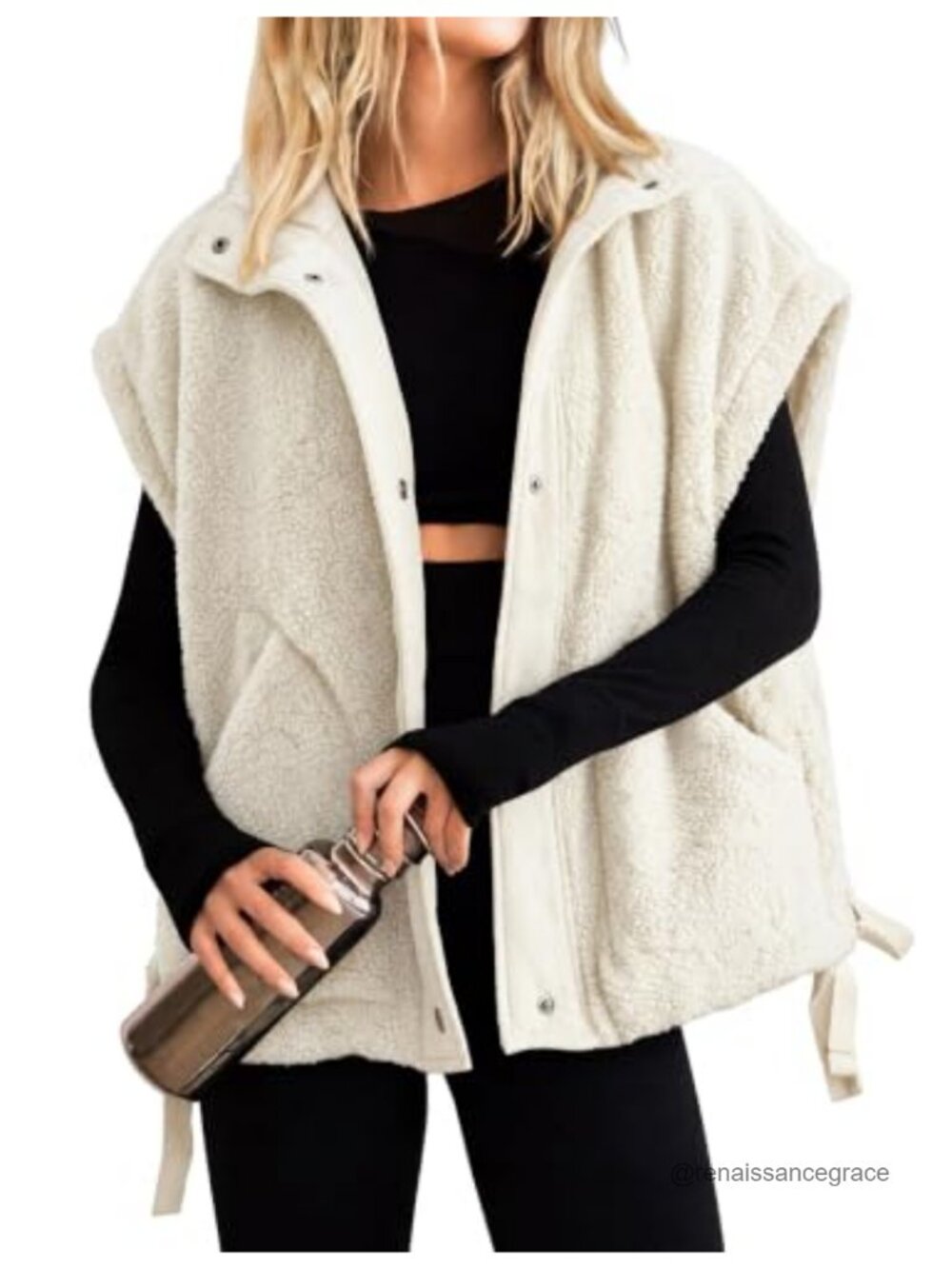 Yeokou Women's Fleece Vest Casual Sleeveless Button Down Winter Warm Sherpa